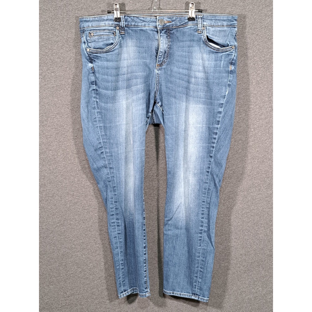 KUT from the Kloth Womens 16W Medium Wash Straight Leg Stretch Denim Jeans